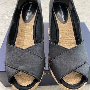 Adrienne Vittadini black wedge heeled shoes.